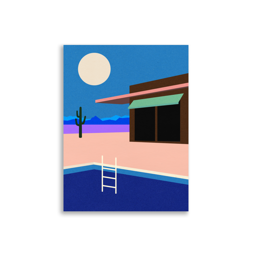 Poster Art Print Illustration – Desert House by Night