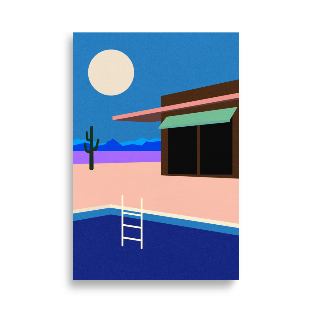 Poster Art Print Illustration – Desert House by Night