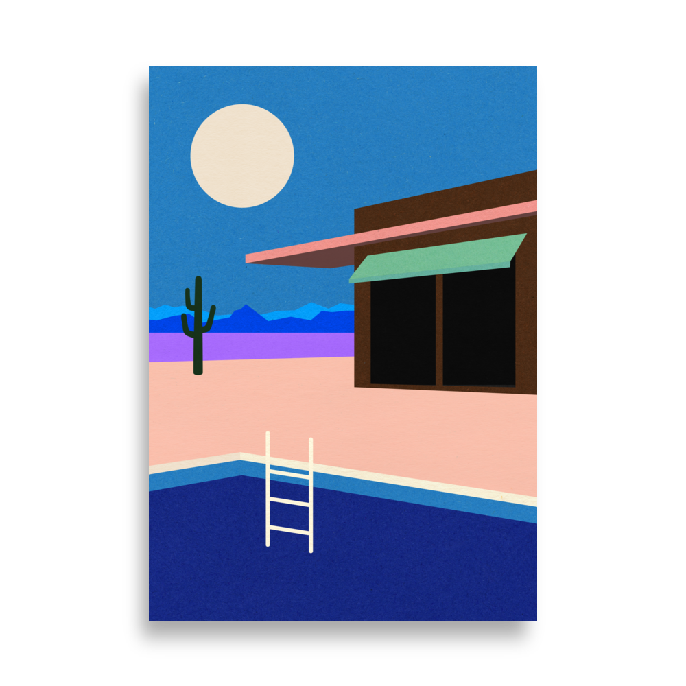 Poster Art Print Illustration – Desert House by Night