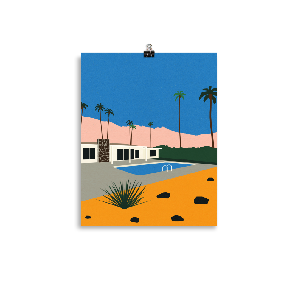 Poster Art Print Illustration – Palm Springs Bungalow (in)