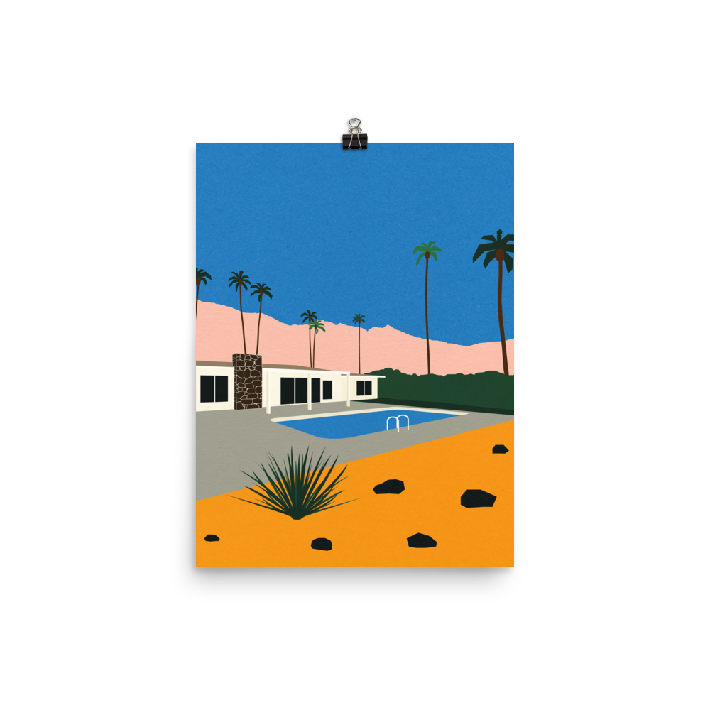 Poster Art Print Illustration – Palm Springs Bungalow (in)