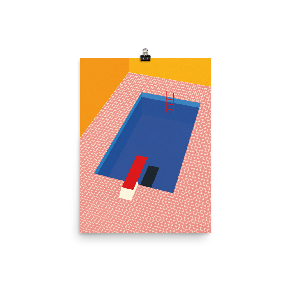 Poster Art Print Illustration – Backyard Pool (in)