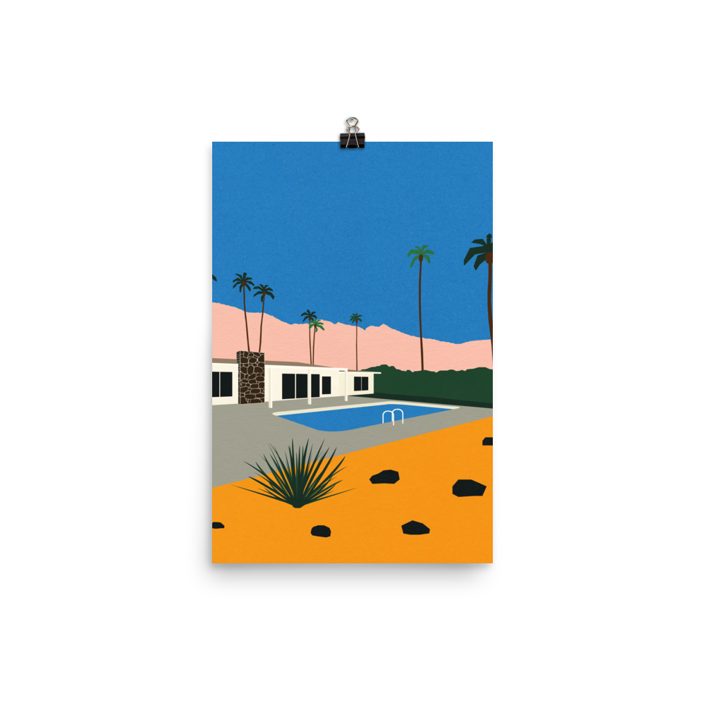 Poster Art Print Illustration – Palm Springs Bungalow (in)