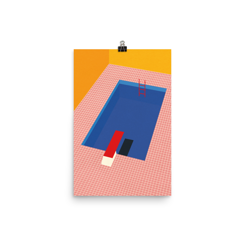 Poster Art Print Illustration – Backyard Pool (in)