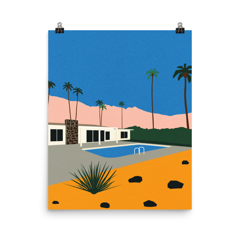 Poster Art Print Illustration – Palm Springs Bungalow (in)