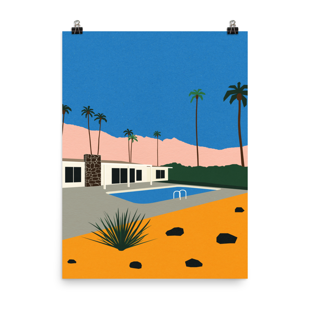 Poster Art Print Illustration – Palm Springs Bungalow (in)