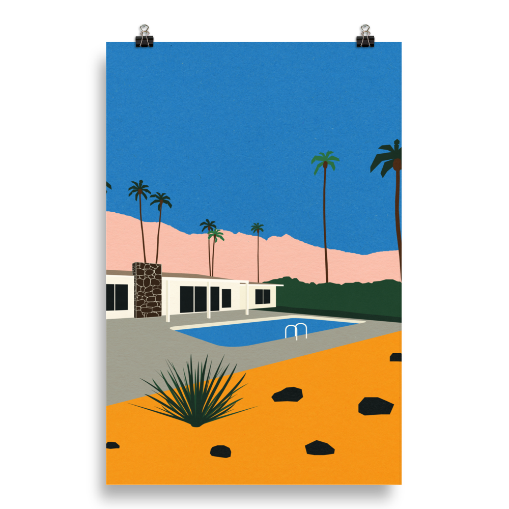 Poster Art Print Illustration – Palm Springs Bungalow (in)