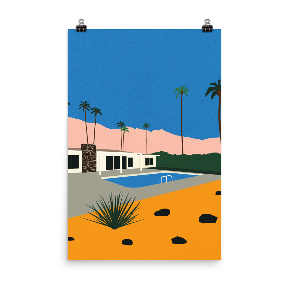 Poster Art Print Illustration – Palm Springs Bungalow (in)