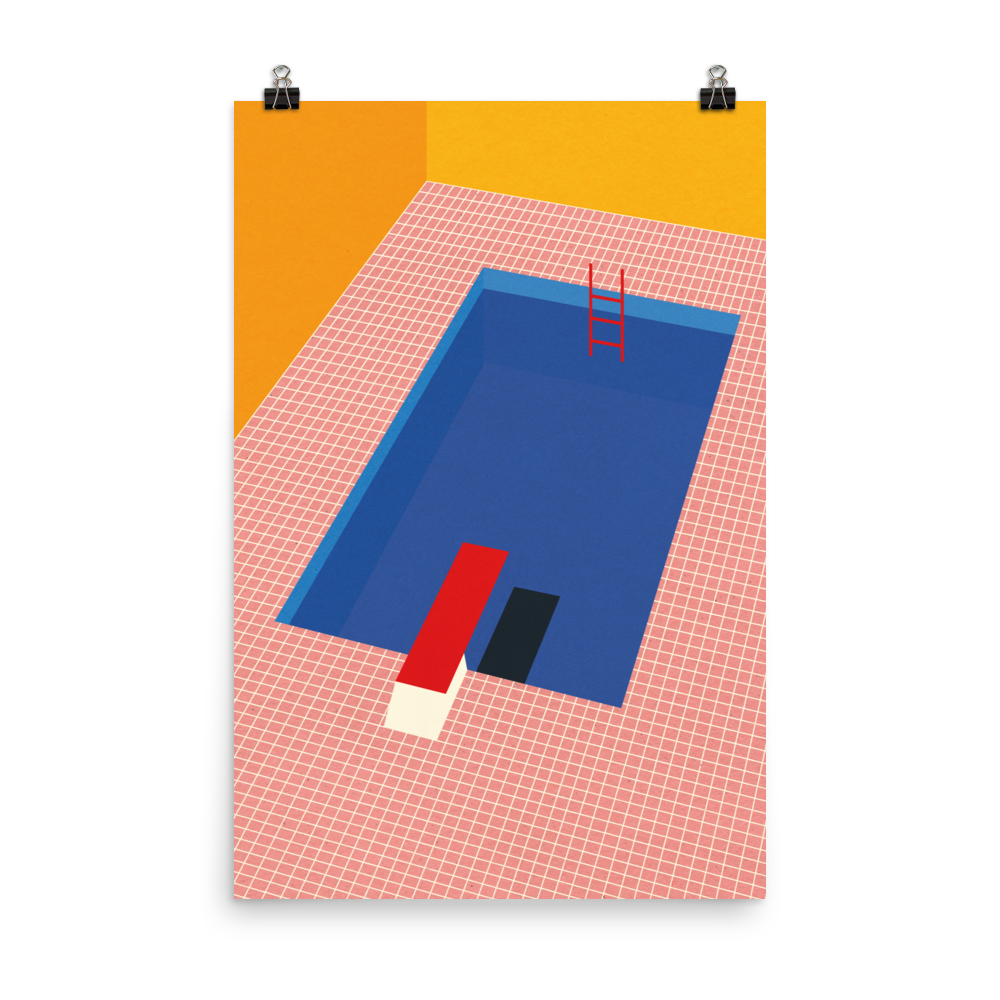 Poster Art Print Illustration – Backyard Pool (in)