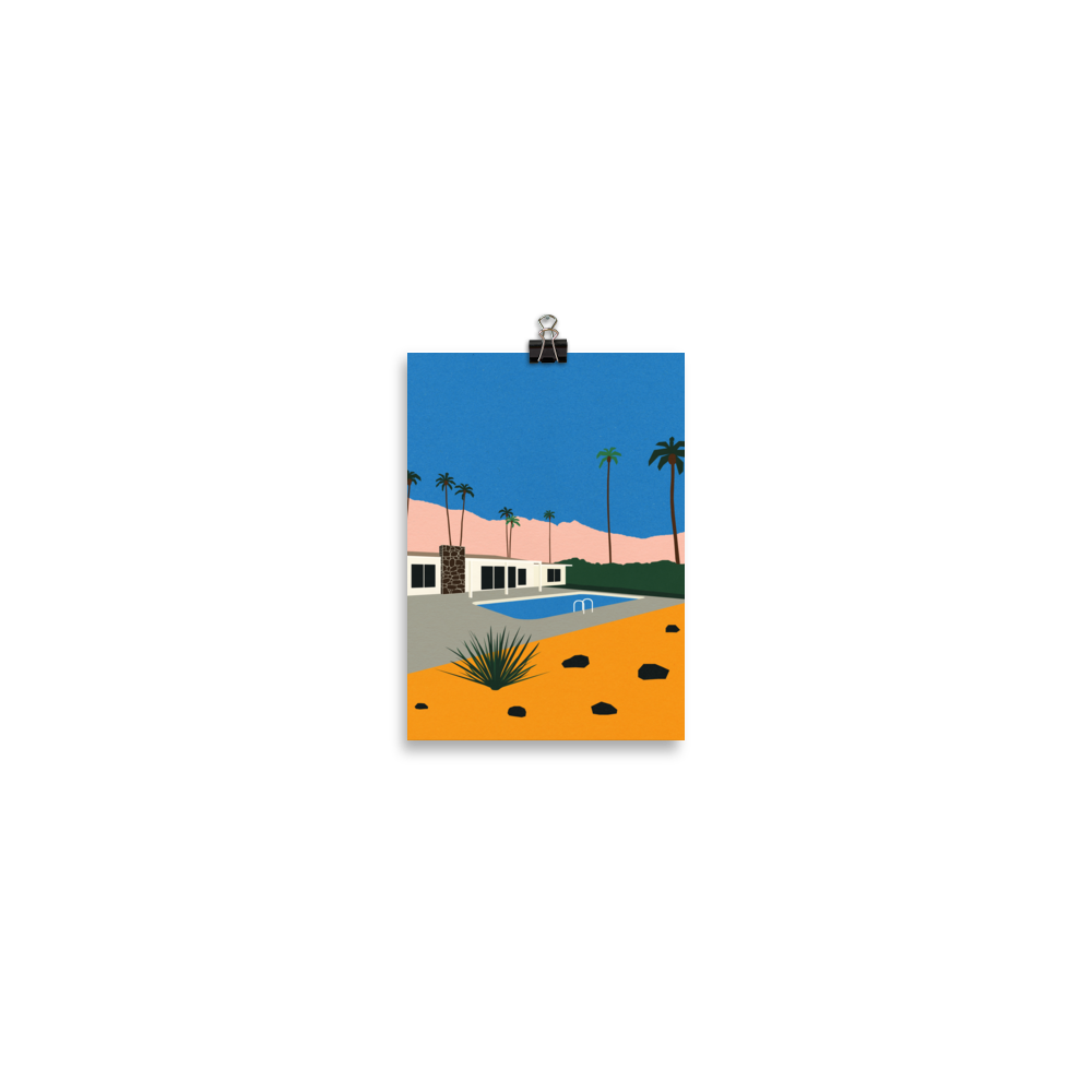 Poster Art Print Illustration – Palm Springs Bungalow (in)