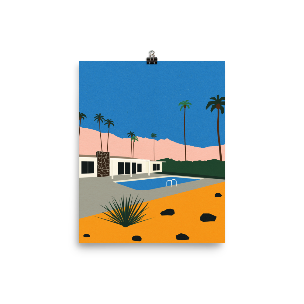 Poster Art Print Illustration – Palm Springs Bungalow (in)